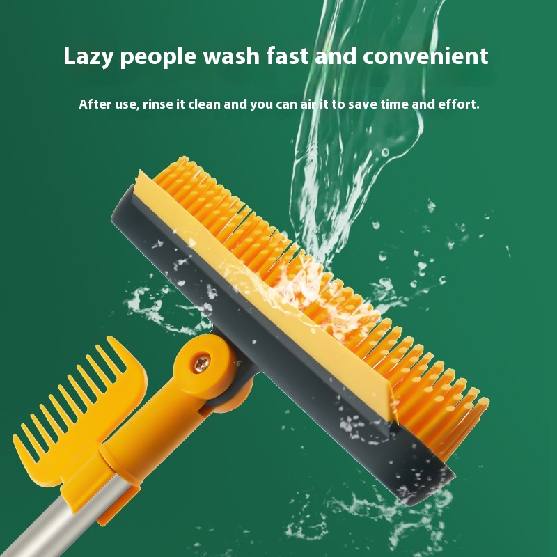 Silicone Floor Brush Toilet Brush Floor Brush Long Handle Toilet Cleaning Household Bathroom Floor Cleaning Tile Floor Brush