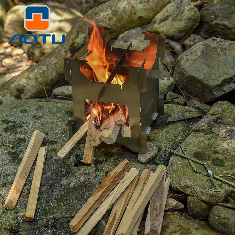 Outdoor Portable Stainless Steel Wood Stove Outdoor Camping Barbecue Stove Foldable AT6307 One Piece Drop Shipping