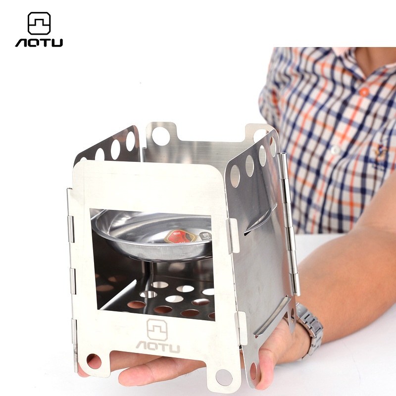Concave And Convex Medium Wood Stove Outdoor Portable Folding Alcohol Stove Stainless Steel Camping Stove Foreign Trade AT6315