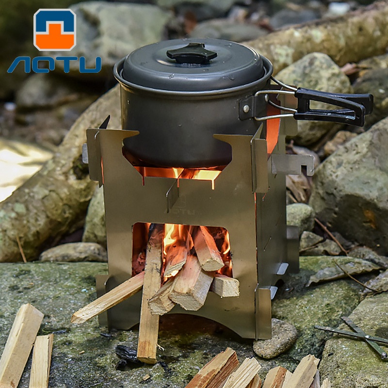 Concave And Convex Outdoor Portable Stainless Steel Wood Stove Outdoor Camping Barbecue Stove Foldable Camping AT6307