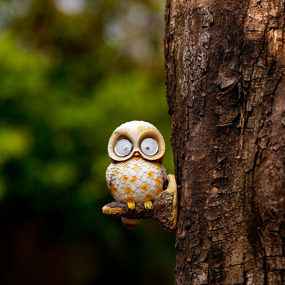 Garden Decoration Solar Light Courtyard Balcony Creative Ornaments Outdoor Pendant Owl Light Landscape Resin Model