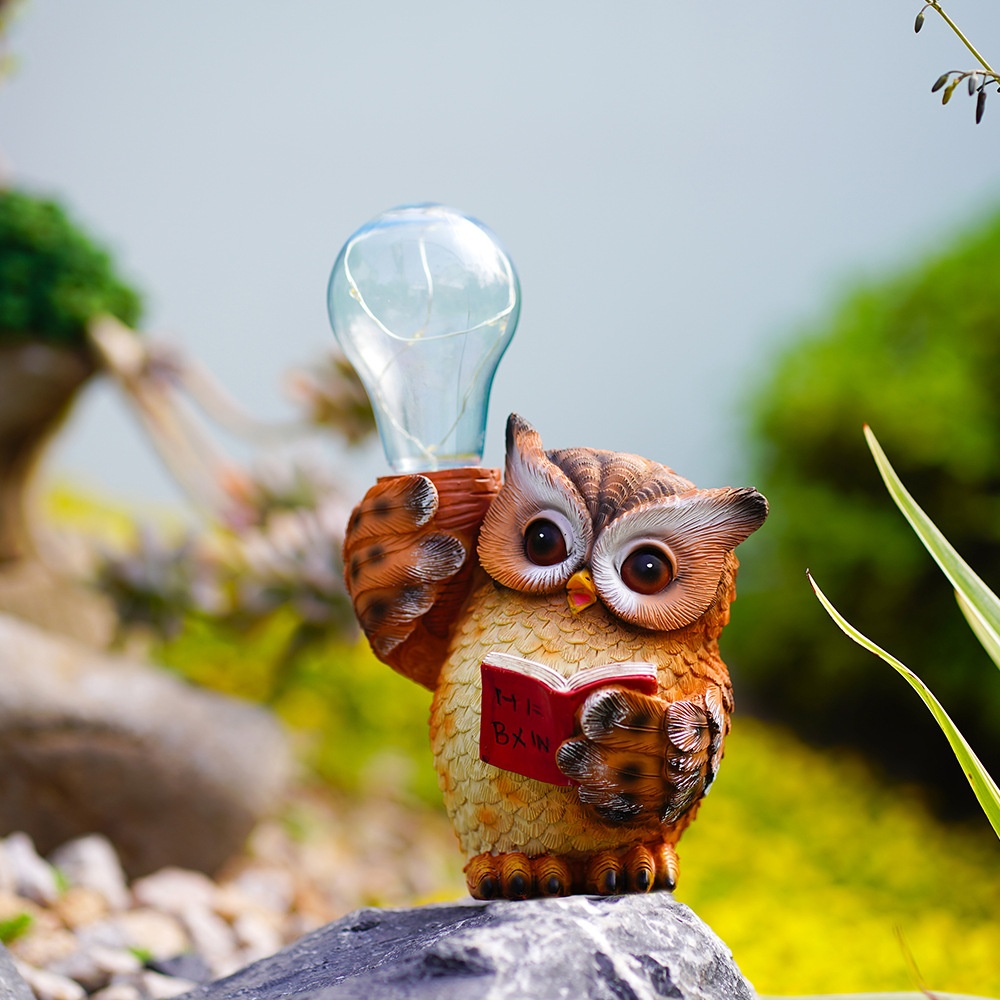 Courtyard Garden Decoration Creative Balcony Ornaments Solar Children's Room Night Light Reading Owl Outdoor Landscape Light