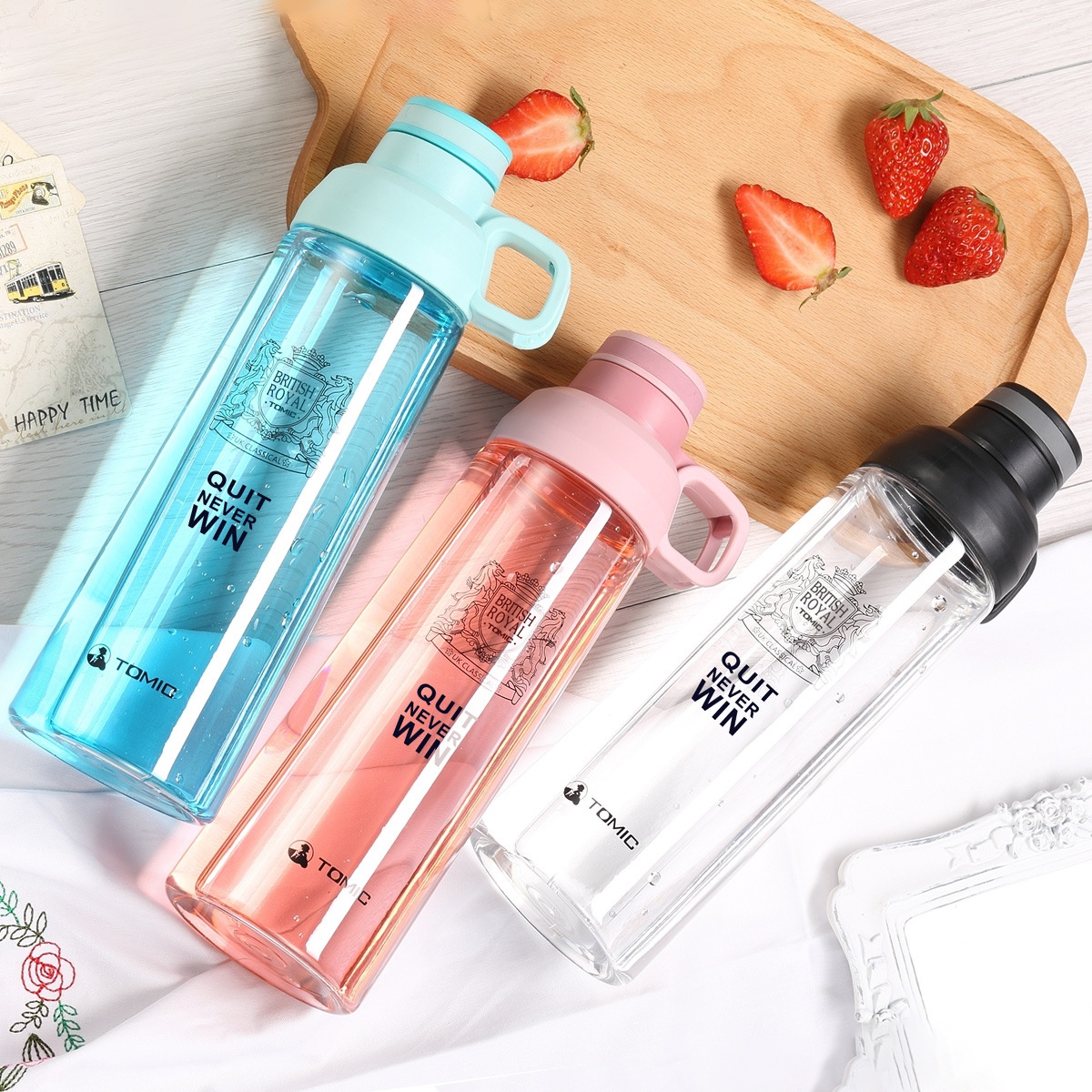 TOMIC/Temei Carve Sports Water Bottle Large Capacity Cup Travel Cup Space Water Cup Portable Leak-proof With Tea Grid