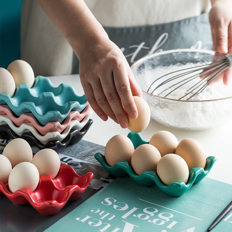 Creative Kitchen Supplies Egg Rack Egg Rack Household Ceramic Tableware Egg Tray Egg Rack One Piece Dery