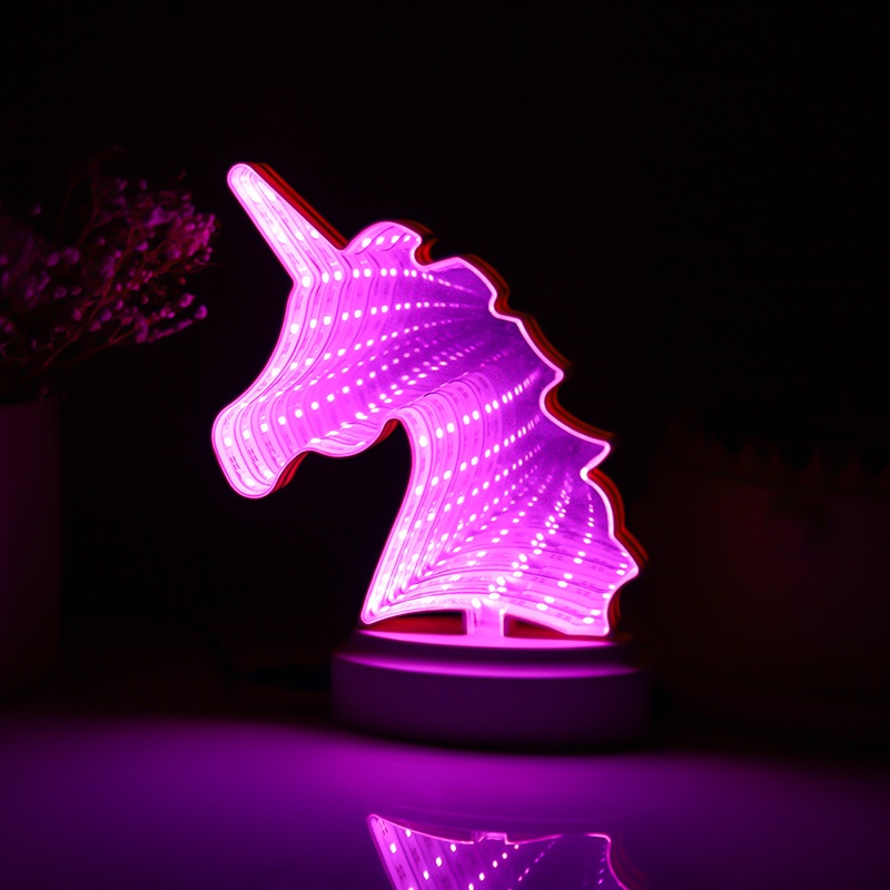 LEDMirror Tunnel Light Dream Love Animal Head Love Shape Lamp Bedroom Study3 DDecorative Lamp