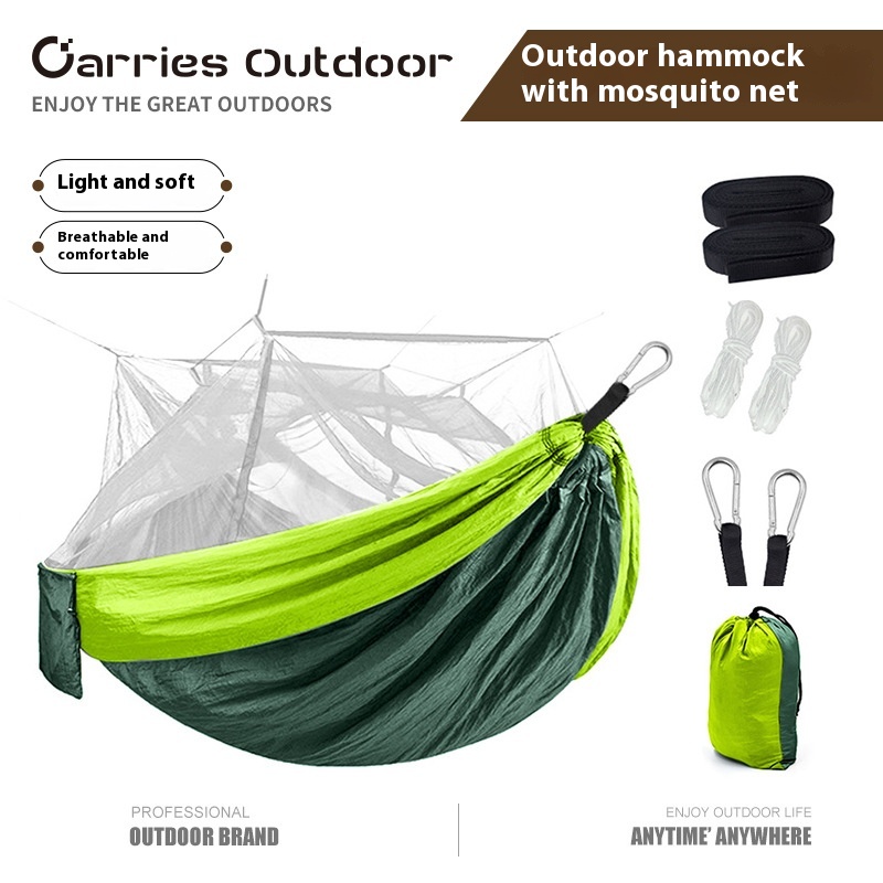 Parachute Cloth Mosquito Net Hammock Outdoor Products210 TNylon Spinning Outdoor Hammock With Mosquito Net
