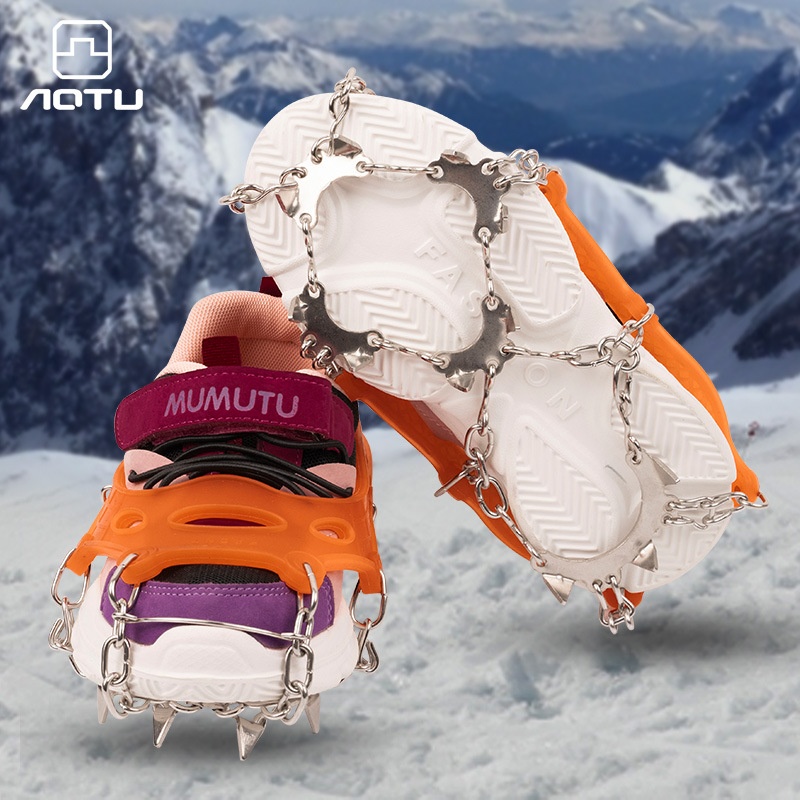 11-tooth Children's And Teenagers'Crampons For Outdoor Climbing,Snow Skiing,Anti-fall Snow Claws,Anti-slip Shoe Covers,Shoe Spikes And Cha