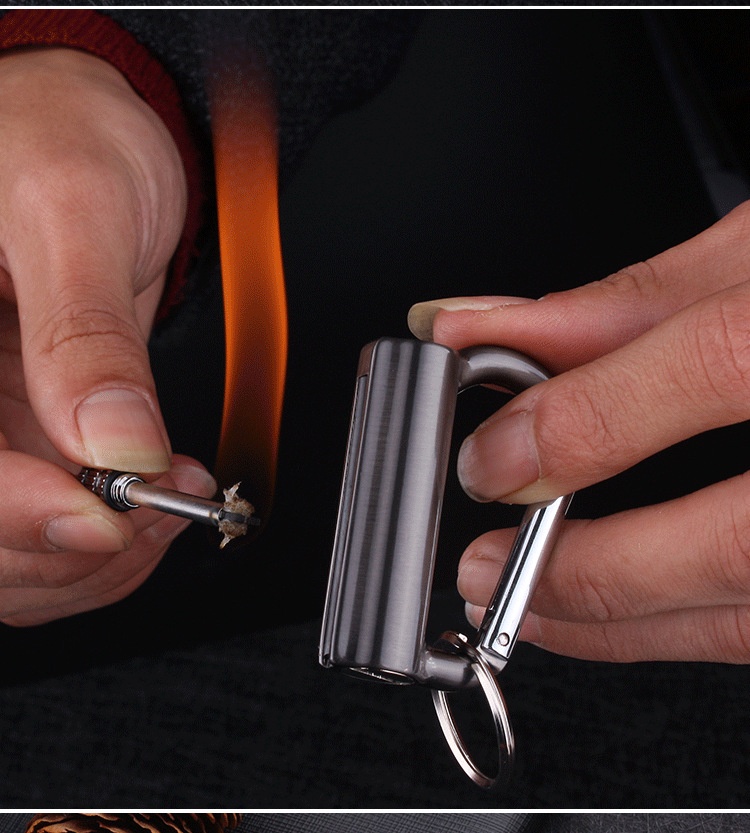 HY655 Outdoor Waterproof Metal Kerosene Lighter Creative Mountaineering Buckle Key Waist Pendant Universal Matches
