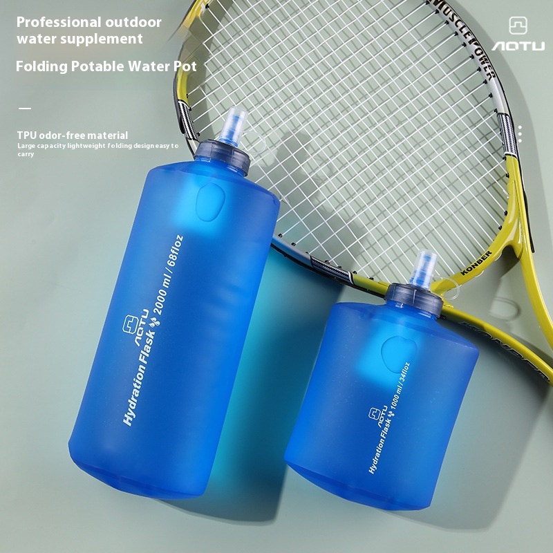 Sports Soft Water Bottle With Filter,Outdoor Soft Water Bag,Foldable Cross-country Running Water Bag,2000 MLPortable Water Cup
