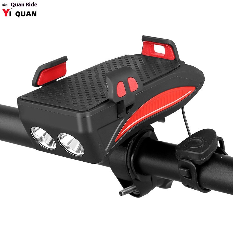 Four-in-one Bicycle Light Mobile Phone Holder Cycling Front Light Horn Bicycle Mobile Phone Holder Power Bank Fixed Bracket