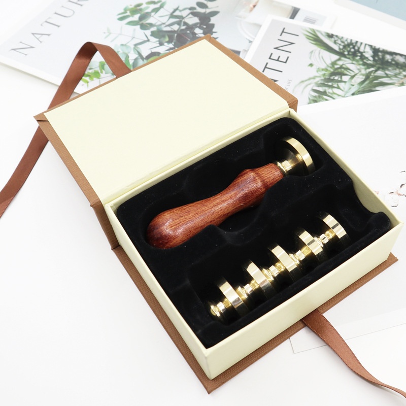 European Style6-head Wax Seal Pattern Optional Wax Seal Wax Wax Seal Set Wooden Handle Set