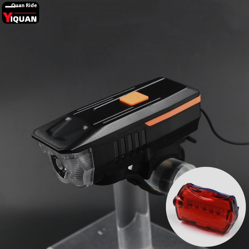 Clearance Bicycle Light With Horn Headlight USBCharging Strong Light Charging Cycling Equipment Bicycle Accessories