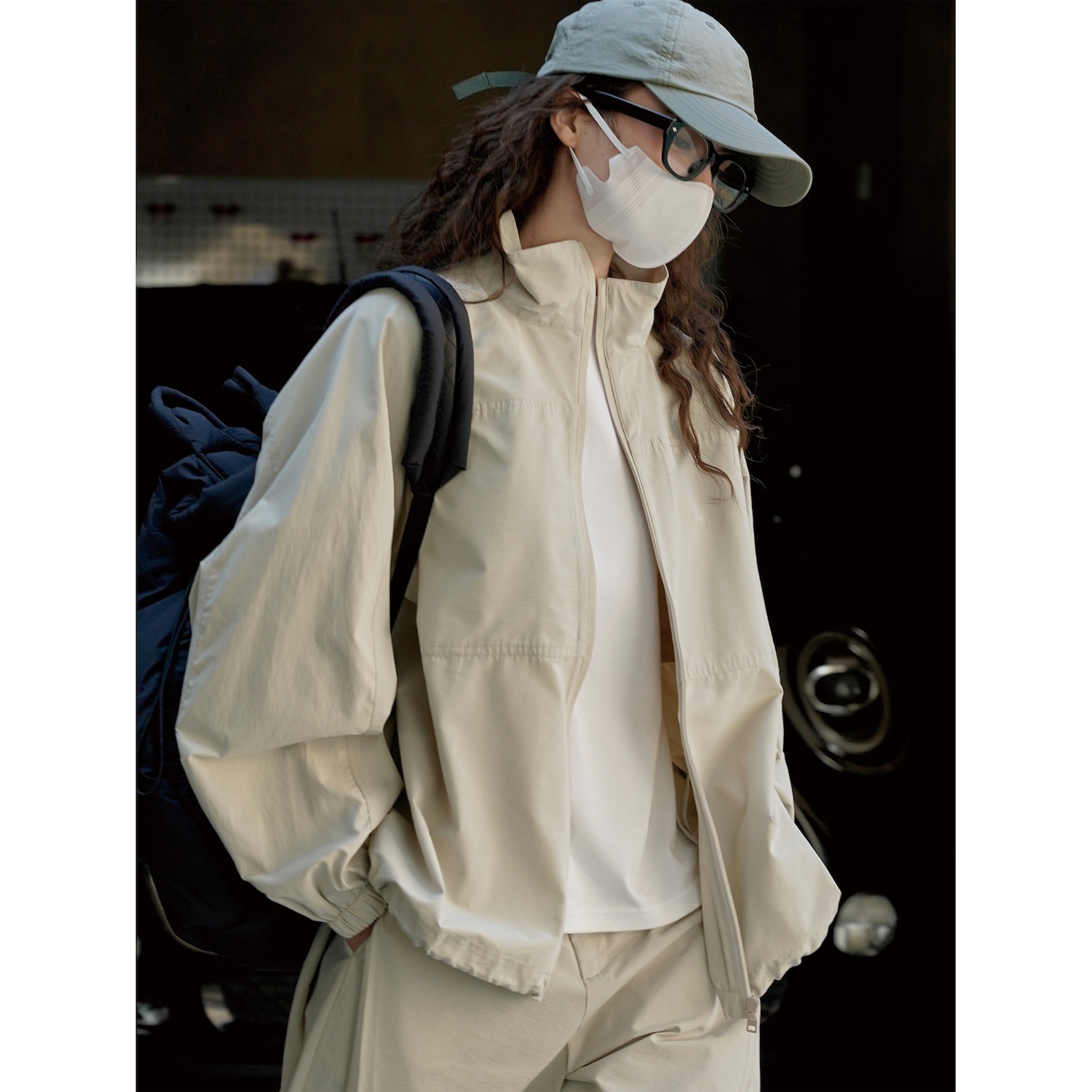 Spring And Summer Japanese Outdoor Mountain Style Stand-up Collar Sports Jacket Loose Silhouette Slim Casual Coat For Women
