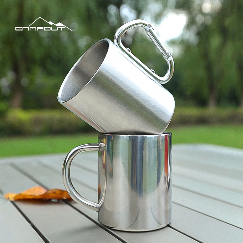 CAMPOUTOutdoor Stainless Steel Double Layer Water Cup Camping Coffee Cup Creative Water Cup Stainless Steel Cup Camping
