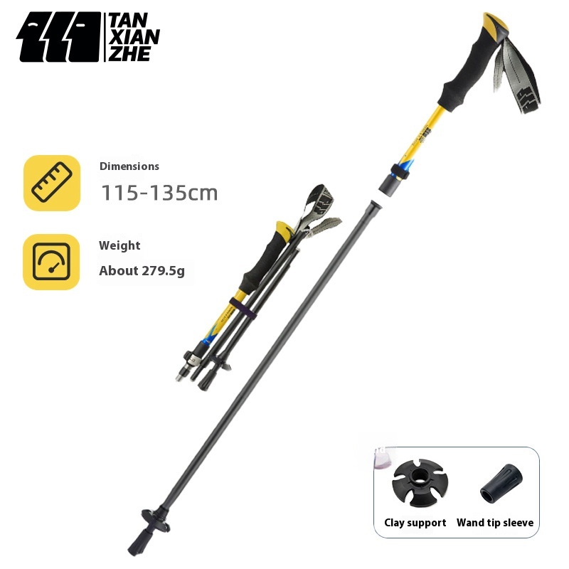 Explorer Trekking Stick Walking Stick Outdoor Folding Climbing Stick Professional Men And Women Multifunctional Equipment Crutches Ultra-light Crutches