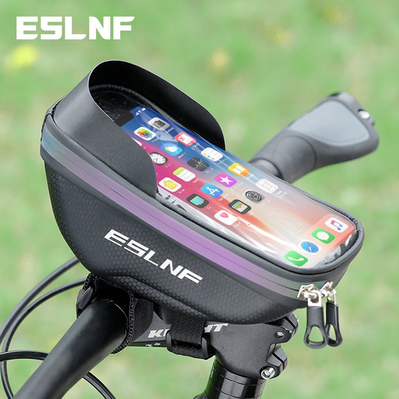 ESLNFMountain Bike Riding Bag Cycling Equipment EVAHard Shell Waterproof Handlebar Bag Mobile Phone Bag Bicycle Bag