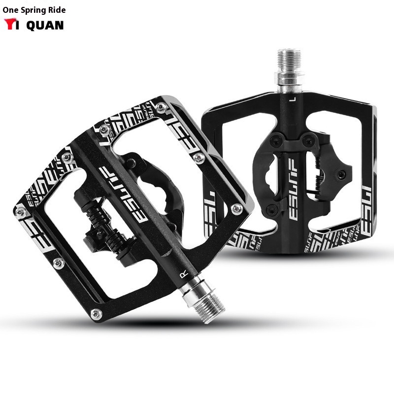 Mountain Bike Bearing Lock Pedal Turn Flat Pedal Aluminum Alloy Pedal Cycling Mountain Bike Pedal