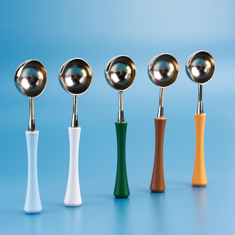 Retro Color Wax Melting Wax Spoon Tool Wooden Handle Measuring Spoon Simple Wax Seal Seal Lotus Wood Handle Spoon