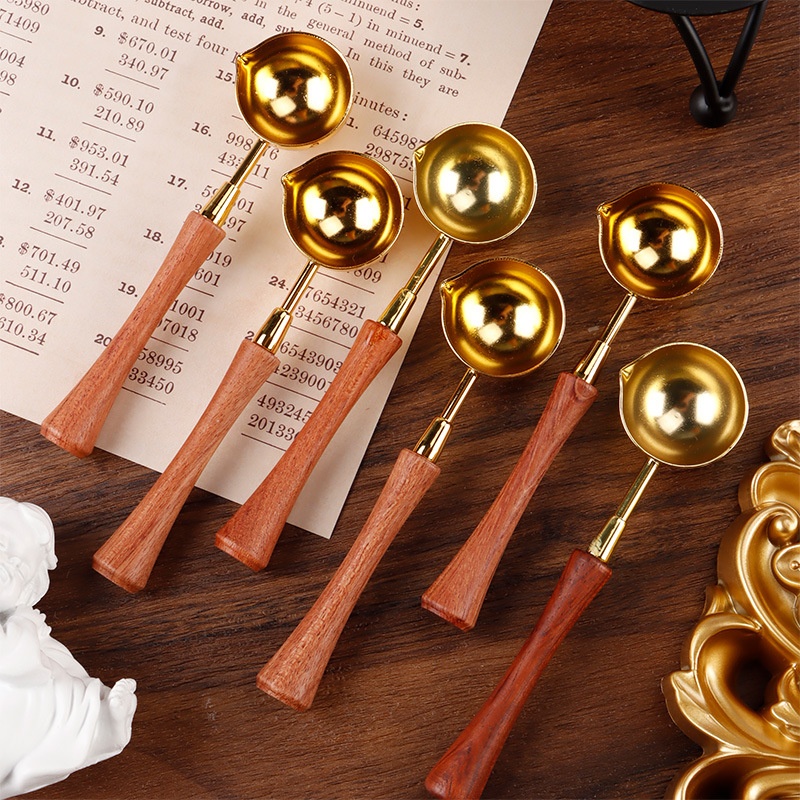 Retro Wax Wax Spoon Melting Wax Tool Wooden Handle Measuring Spoon Simple Wax Seal Seal Rosewood Handle Spoon