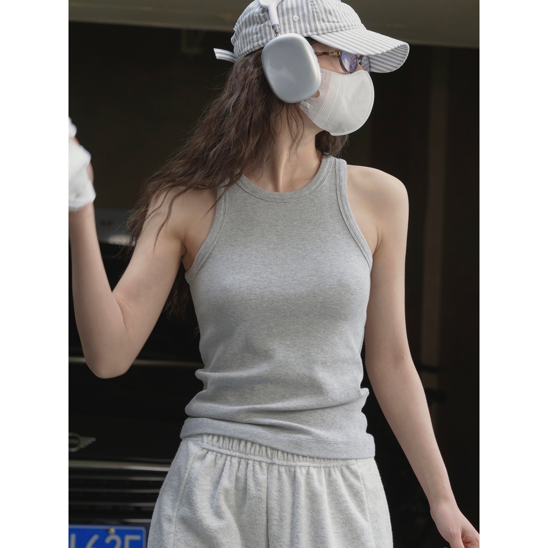 Summer Korean Style Fashionable Simple Ribbed Sleeveless Vest Slim Fit Comfortable I-shaped Top For Women