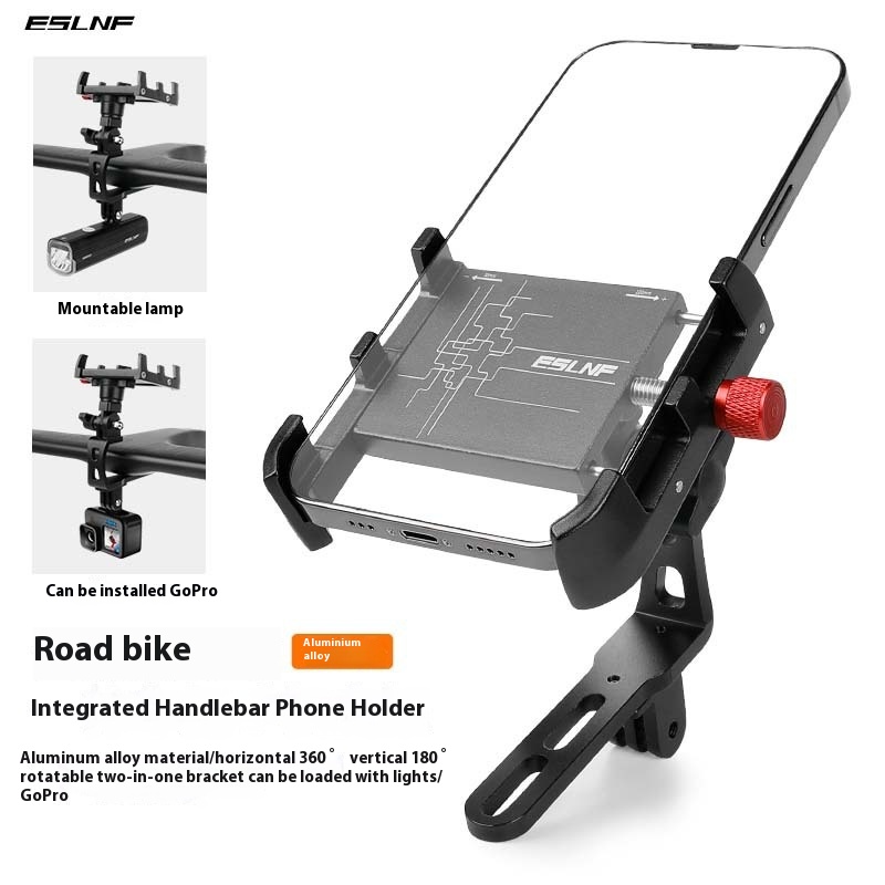 ESLNFBicycle Mobile Phone Holder Integrated Aluminum Alloy Mobile Phone Holder Road Bike Light Go Pro Fixed Bracket