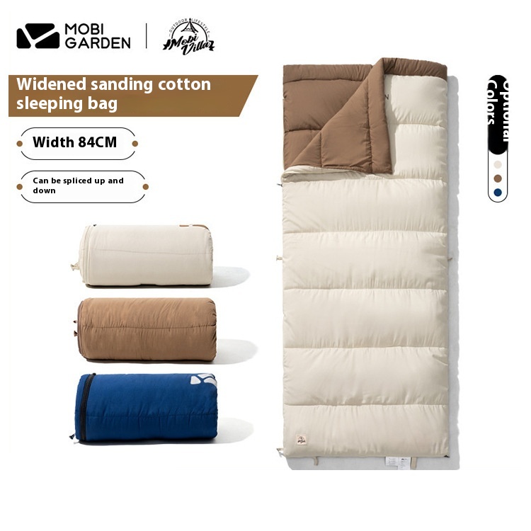 Mugodi Outdoor Sleeping Bag Camping Portable Sanded Thick Sleeping Bag Adult Autumn And Winter Single Double Crescent