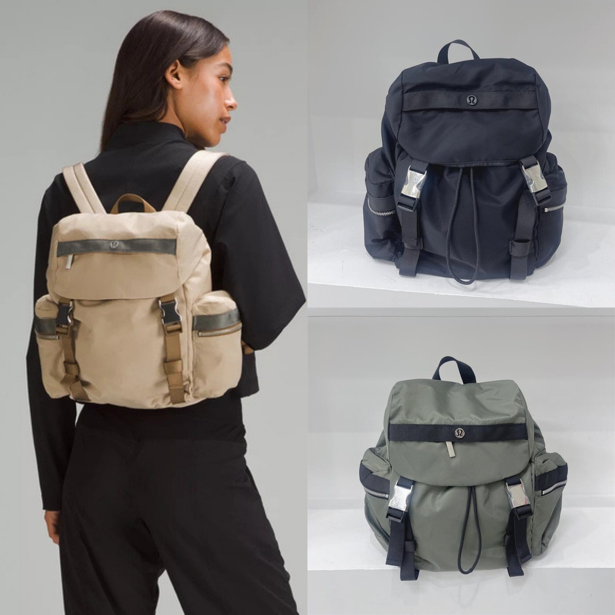 Lululemon包包wunderlust14 L盖帽双肩背包书包运动大容量旅行包