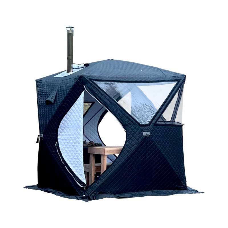 Outdoor Multi-person Four-season Sauna House Thickened Warm Winter Fishing Tent Large Window Chimney Mouth Quick Open Easy To Carry