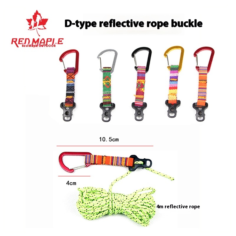 National Style Multifunctional Reflective Rope Buckle S-type Reflective Rope Buckle D-type Outdoor Camping Rope Buckle Multifunctional Tent Rope Buckle