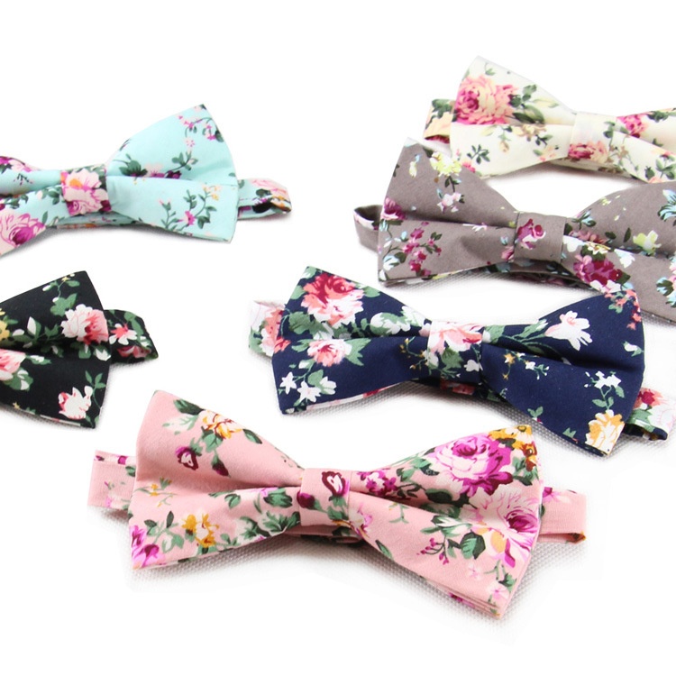 Cotton Bow Tie Korean Men's Suit Retro Pattern Bow Tie British European And American Small Floral Bow Tie