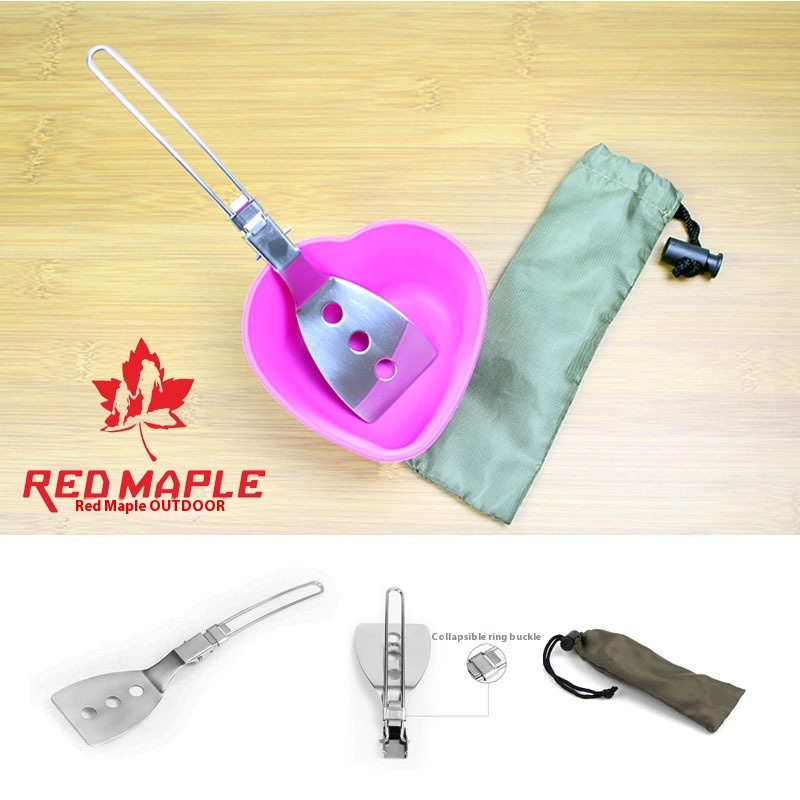 Food Grade Stainless Steel Tableware Outdoor Camping Kitchen Utensils Portable Mini Folding Frying Shovel Pot Frying Shovel Rice Shovel