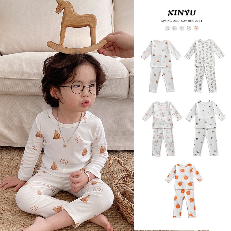 Children's A-type Pure Cotton Home Clothes Suit Spring Boys And Girls Baby Spring And Autumn Long-sleeved Autumn Clothes Autumn Pants Pajamas