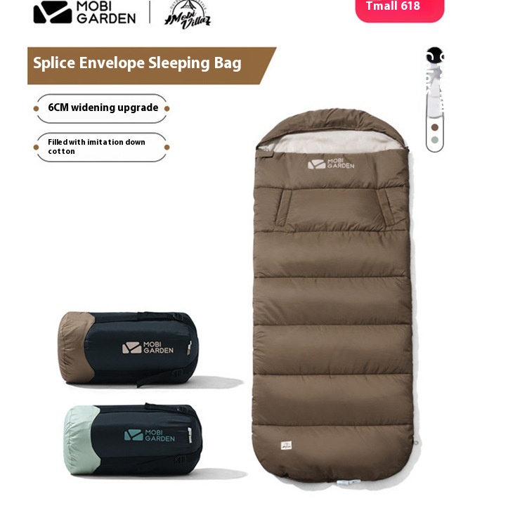 Mugodi Camping Outdoor Sleeping Bag Adult Camping Widened Spring And Autumn Warm Portable Can Reach Out Splicing Envelope Cotton