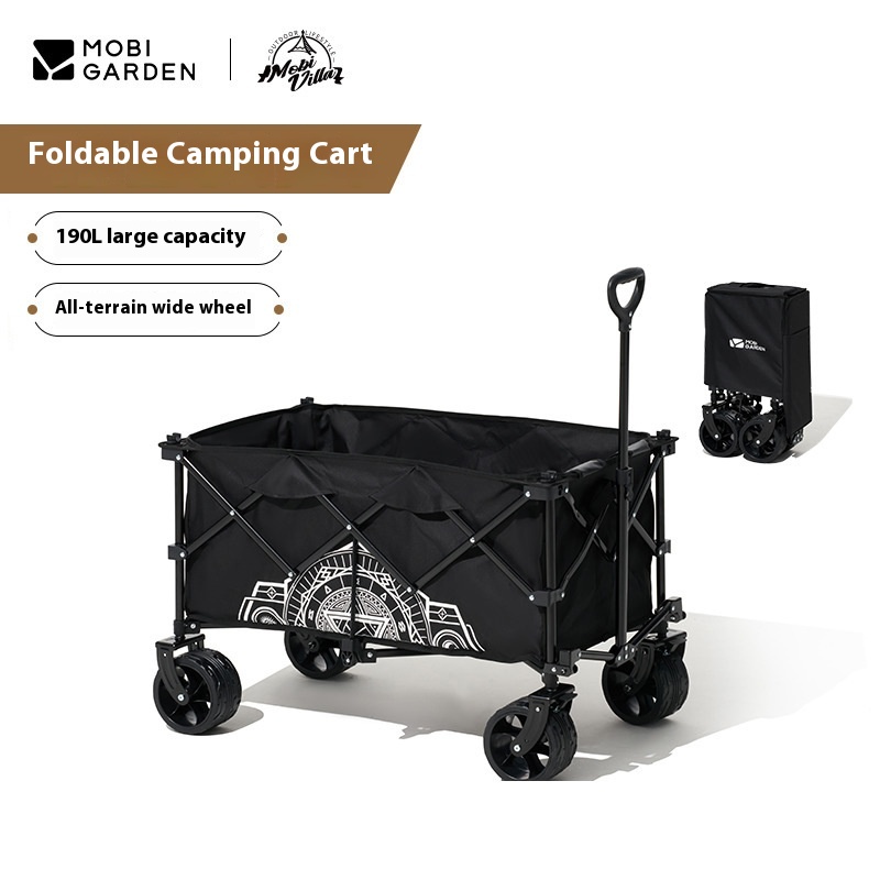 Mogodi Outdoor Camping Car Four-way Folding Large Capacity Trailer Portable Camping Cart Yunji S2 Black