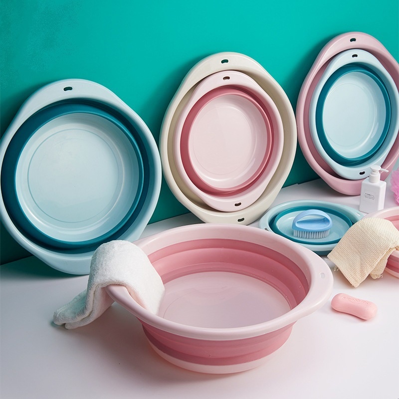 YT2027 Plastic Basin Travel Folding Basin Household Student Silicone Wash Basin Laundry Basin Portable Large Folding Basin