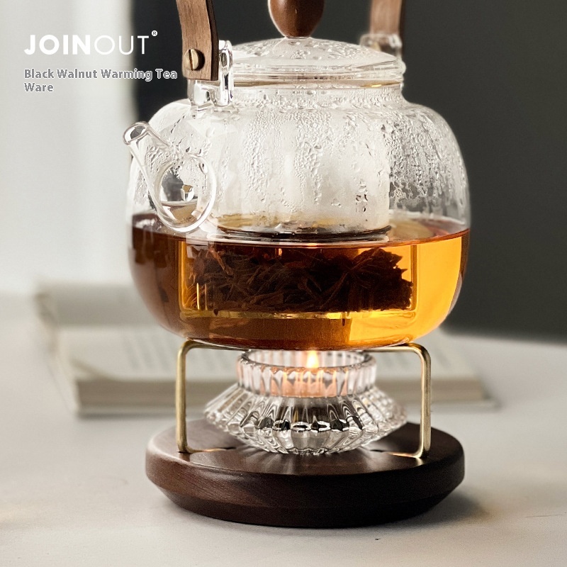 Black Walnut Candle Tea Warmer Base Home Office Outdoor Camping Atmosphere Portable Tea Brewing Warm Tea Warming Tea Table
