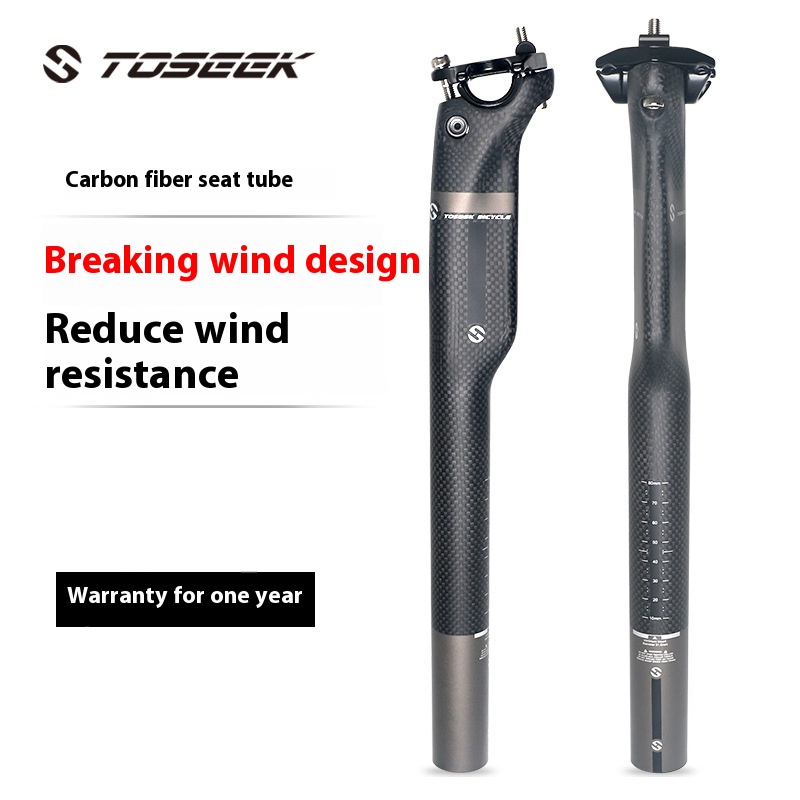 TOSEEKBicycle Mountain Bike Carbon Fiber Wind-breaking Seat Tube Bicycle Accessories Seat Post Full Carbon Seat Post