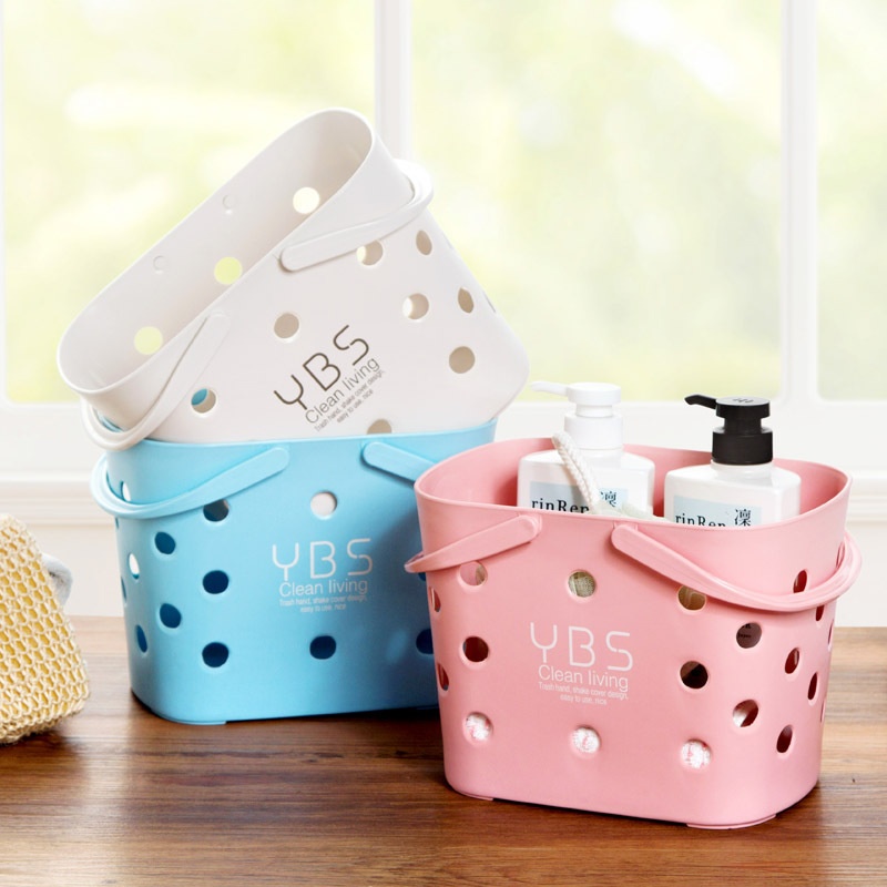 T6065 Portable Bath Basket Storage Basket Plastic Small Bath Basket Kitchen Storage Basket Vegetable Basket Desktop Storage Box