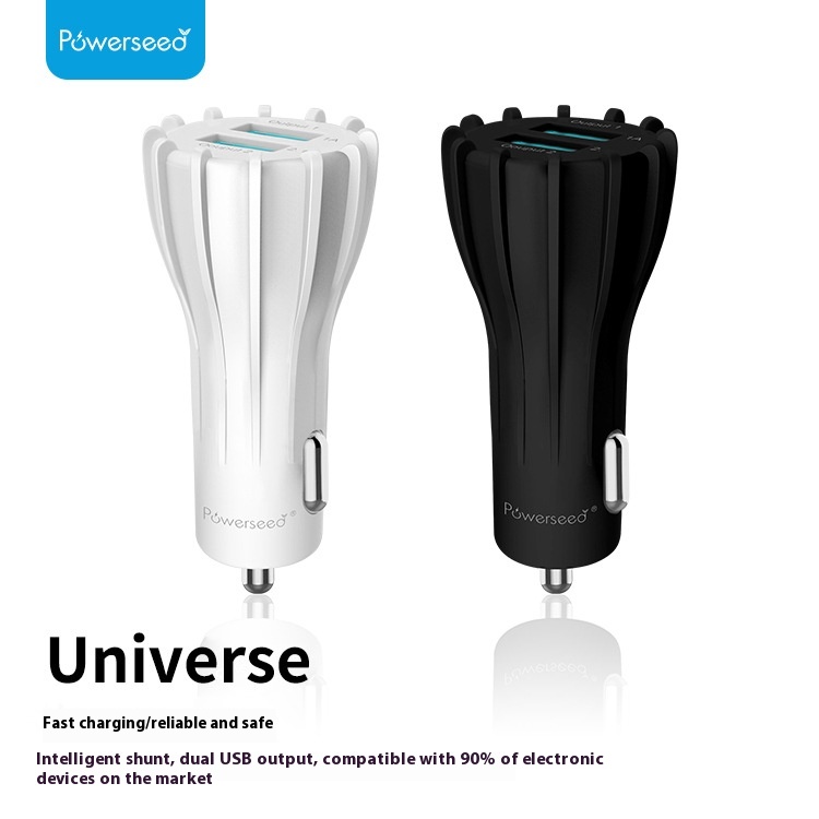 Powerseed Car FMBluetooth Car Charger Dual USBSmart Car Mobile Phone Charger