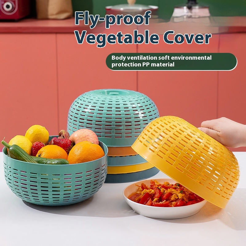 YZT9110 Household Round Plastic Vegetable Cover Dining Table Food Cover Vegetable Washing Drain Basket Kitchenect Fly Mosquito Vegetable Cover