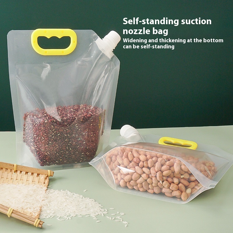Q0035 Transparent Food Sealed Packaging Bag Rice Wheat Bean Kitchen Food Moisture-proof Portable Handheld Storage Bag