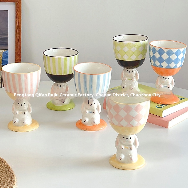 Slow As Old-Rabbit Goblet Cute Hand-painted Three-dimensional Hand-kneaded Mug Irregular Large Capacity Coffee Cup