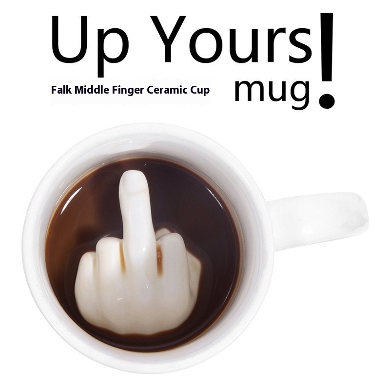 Middle Finger Cup Ceramic Mug Fuck Cup Personality Ceramic Middle Finger Cup Spoof Fuck Cup Vertical Middle Finger