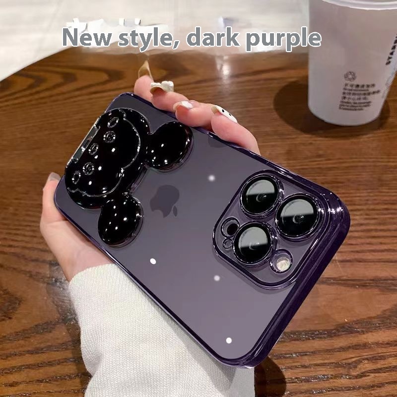 IPhone16 Cartoon Ring Holder Suitable For Apple15promax Mobile Phone Case13/14 Electroplating Protective Cover