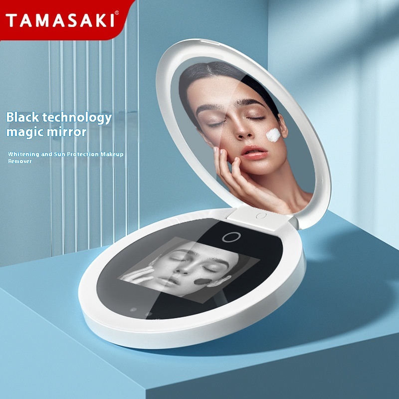 Foreign Trade Smart Sunscreen UVMakeup Mirror Beauty Skin Detector Portable Charging Handheld Led Makeup Mirror