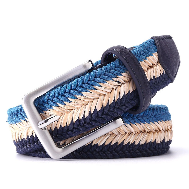 Herringbone Braided Belt Men Wax Rope Straw Mixed Men And Women Casual Canvas Belts