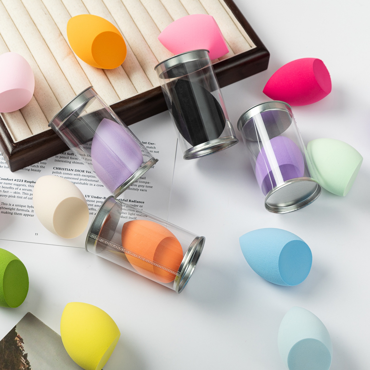 Non-latex Powder Puff Water Drop Gourd Beveled Powder Puff Face Wash Puff Cosmetic Cotton Beauty Egg Becomes Larger When Exposed To Water