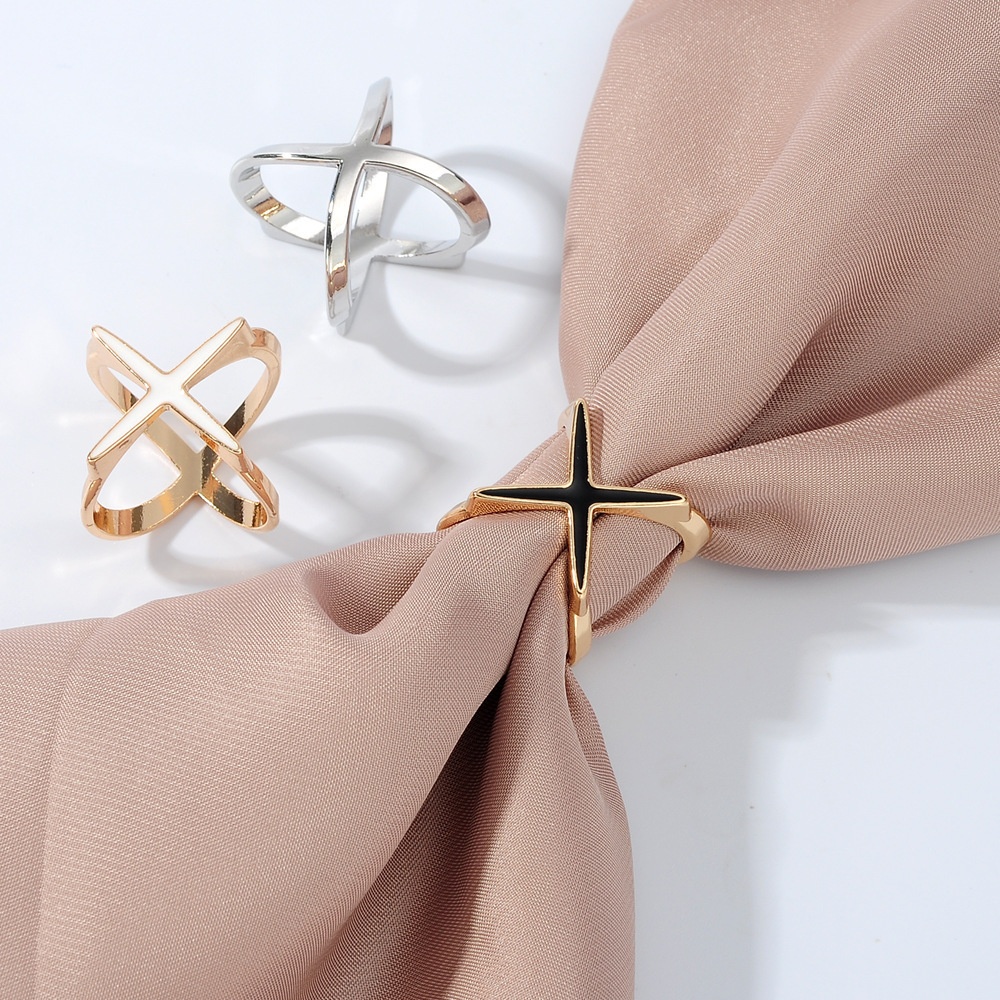 Fashion Versatile Multifunctional Oil Drip X-shaped Silk Scarf Buckle Korean Version Simple Dual-use Clothing Corner T-shirt Knot Buckle Female