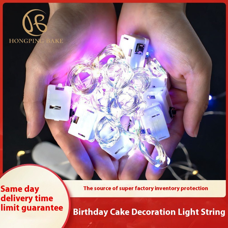 Birthday Cake Decoration Light String Led Warm Light Glow Christmas Lights Button Battery Light With Small Lights Mother's Day