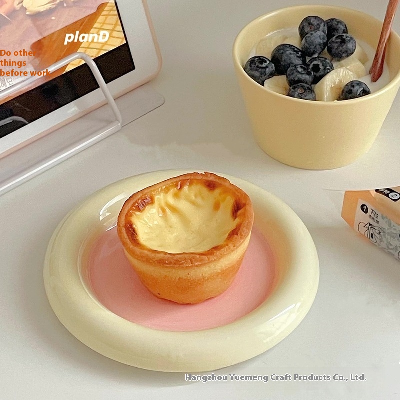 Style Cream Hand-painted Chubby Cute Ceramic Breakfast Dessert Plate Dinner Plate Storage Plate High Value Small